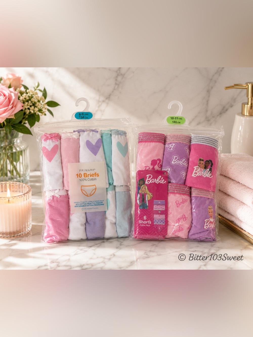 Girls’ Cotton Underwear Bundle | Primark Hearts Briefs & Barbie Shorts Set